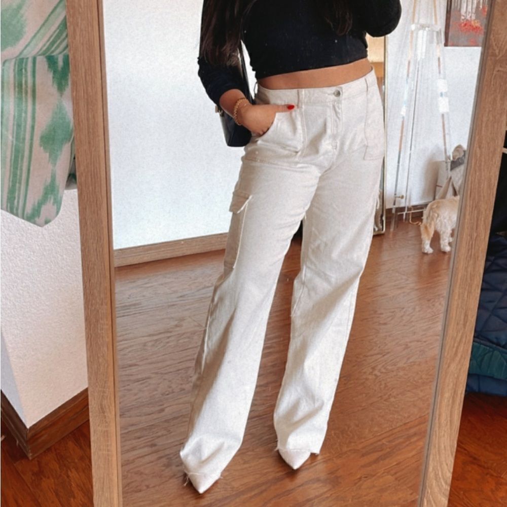 Cream cargo pants